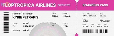 Floptropica Airlines Boarding Pass